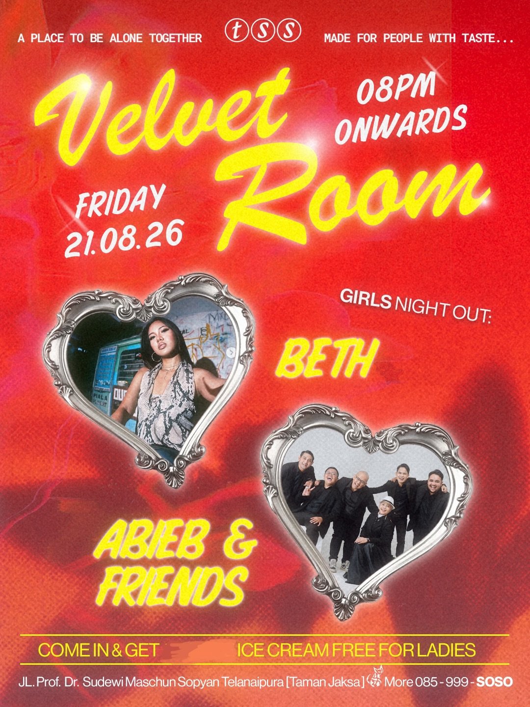 Poster Velvet Room nomor satu menampilkan Beth serta Abieb and Friends